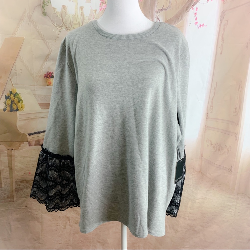 NEW Eloquii Lace Bell Sleeve Sweatshirt